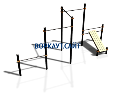 Воркаут комплекс разноуровневых турников со скамьей для пресса ВС-37 в Нальчике