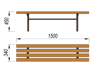 Лавочка без спинки МАФ 1601 в Нальчике