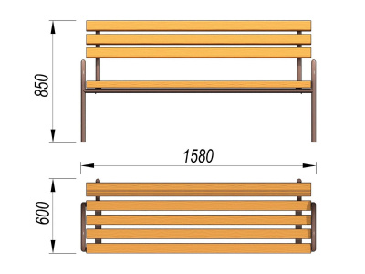 Парковая лавочка со спинкой МАФ 1605 в Нальчике