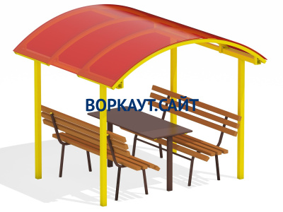 Стол и лавки под навесом МАФ 4005 в Нальчике