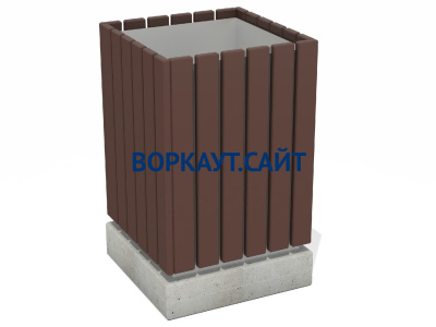 Урна деревянная квадратная с бетонным основанием МАФ 1633 в Нальчике